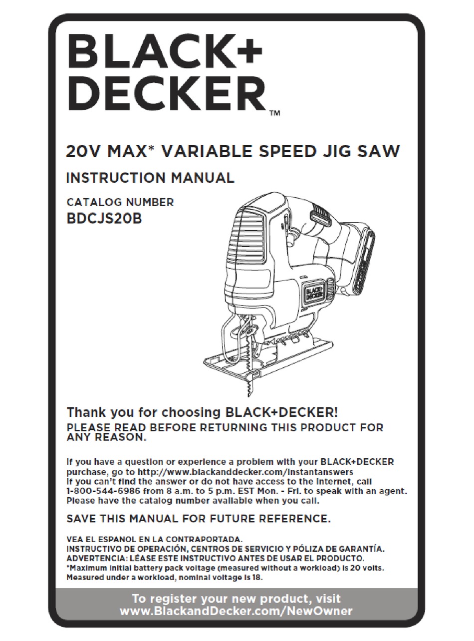 BLACK & DECKER BDCJS20B INSTRUCTION MANUAL Pdf Download