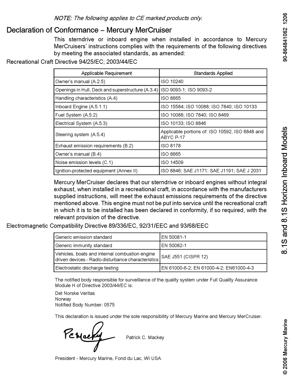 Mercruiser 8 1s Ho Owner S Manual Pdf Download Manualslib