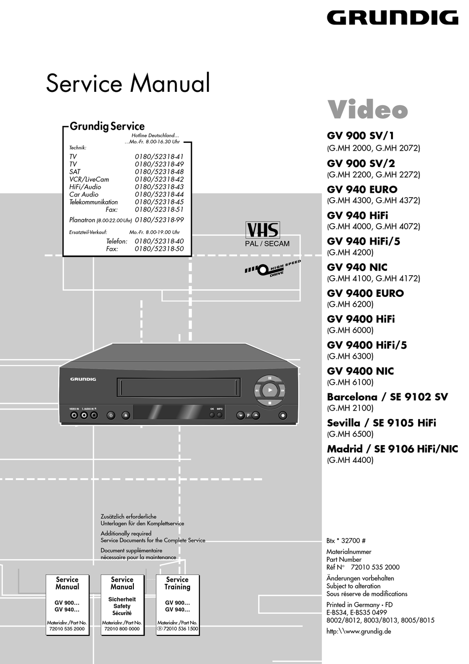 GRUNDIG GV 900 SV/1 SERVISE MANUAL Pdf Download | ManualsLib