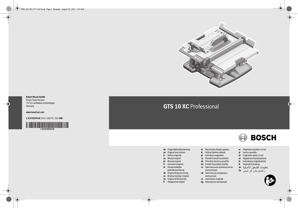 Bosch Gts 10 Xc Professional Original Instructions Manual Pdf Download Manualslib