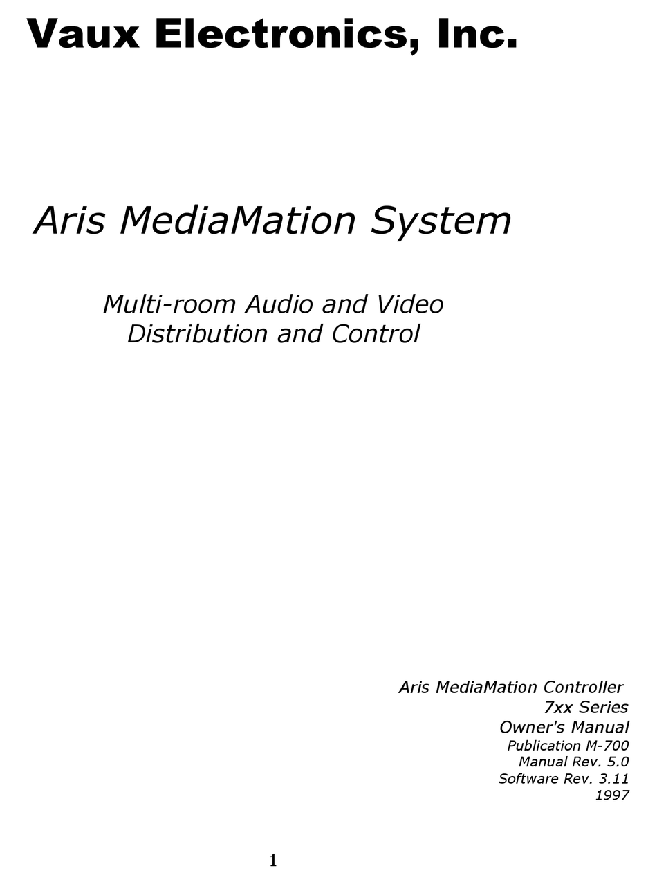 VAUX ELECTRONICS ARIS 700 MANUAL Pdf Download ManualsLib