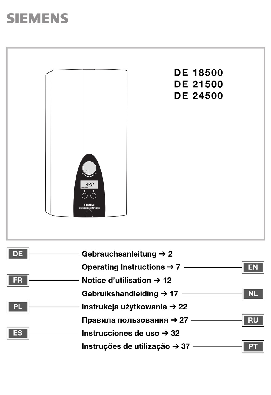 siemens-de-18500-operating-instructions-manual-pdf-download-manualslib