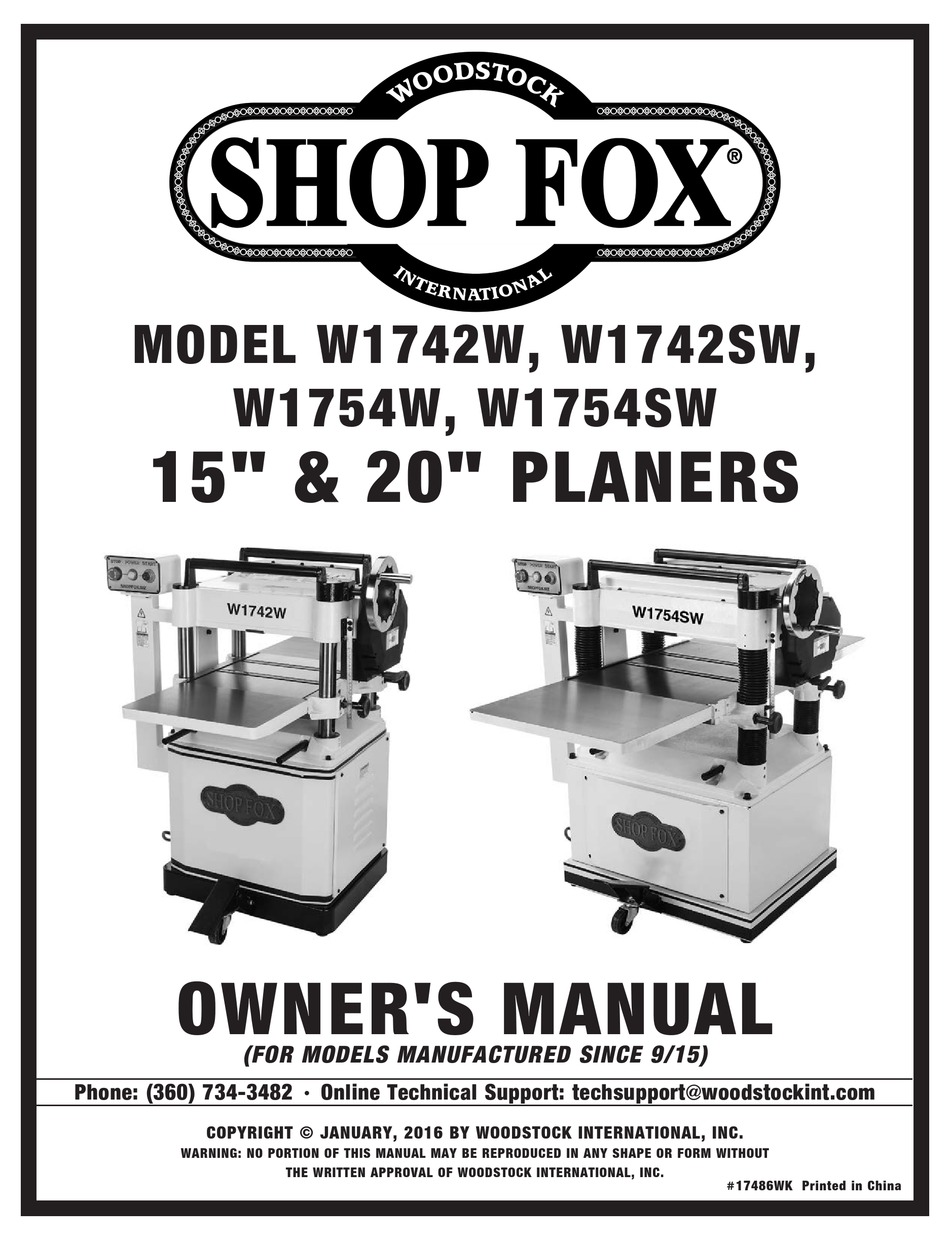 fox planer thicknesser manual