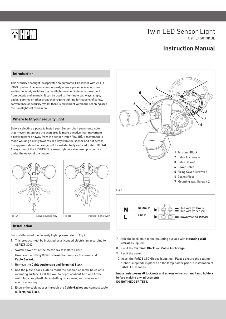 HPM LFS013KBL INSTRUCTION MANUAL Pdf Download | ManualsLib  Hpm Movement Sensor Wiring Diagram    ManualsLib