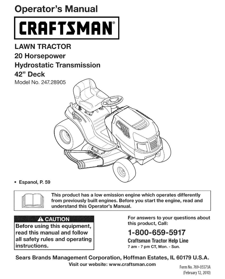 Craftsman 2025 lt2000 dimensions