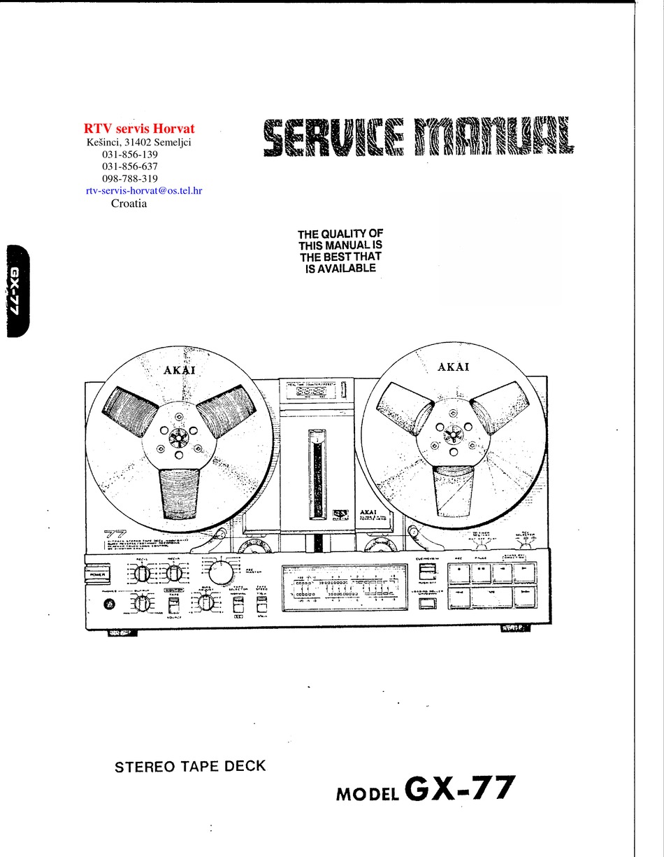 AKAI GX-77 SERVICE MANUAL Pdf Download | ManualsLib