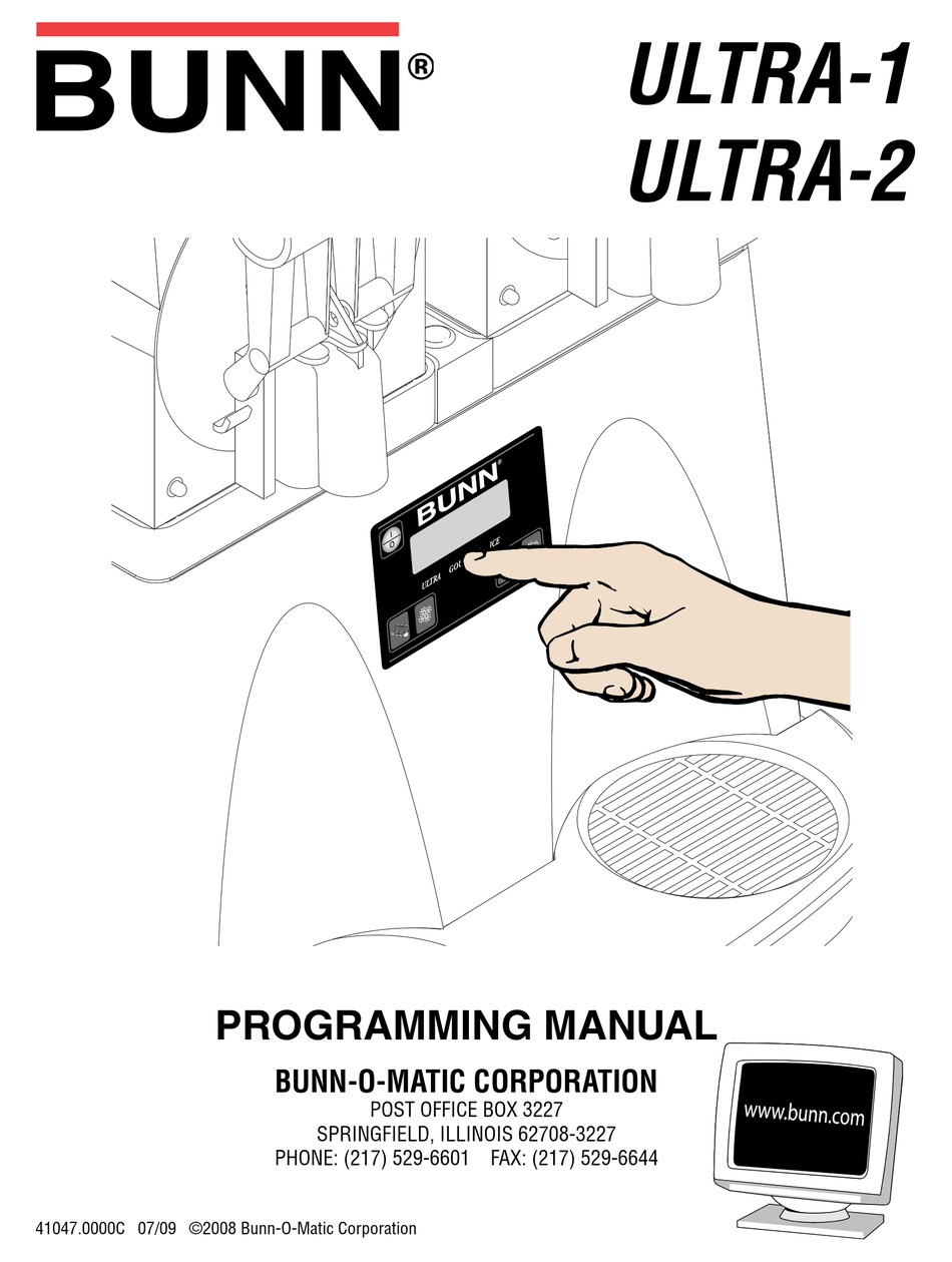 BUNN ULTRA1 PROGRAMMING MANUAL Pdf Download ManualsLib