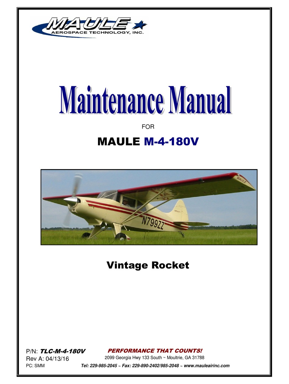 MAULE VINTAGE M-4-180V MAINTENANCE MANUAL Pdf Download | ManualsLib