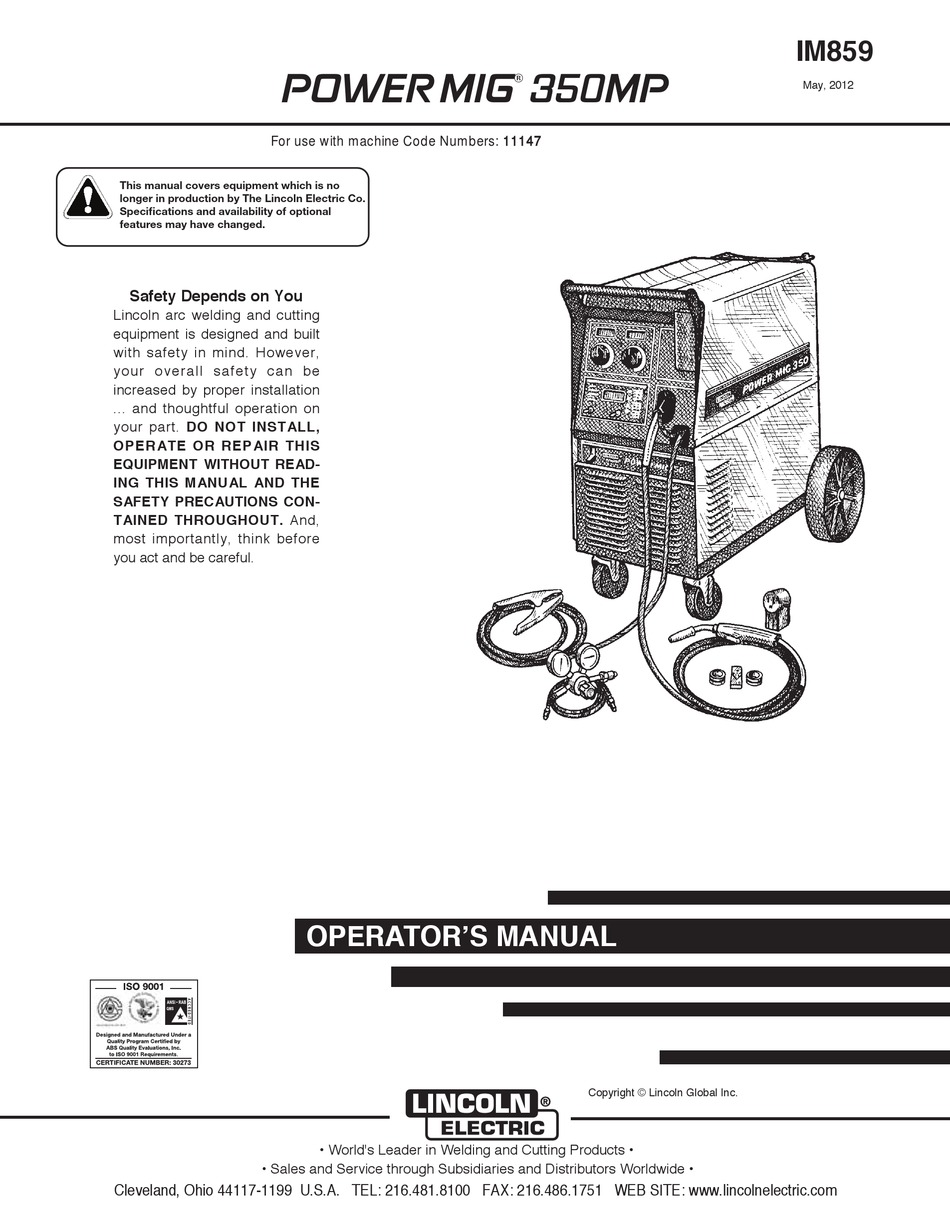 LINCOLN POWER MIG 350MP OPERATOR'S MANUAL Pdf Download | ManualsLib
