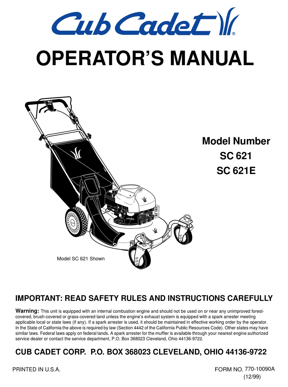 Cub cadet sc online 500 z manual