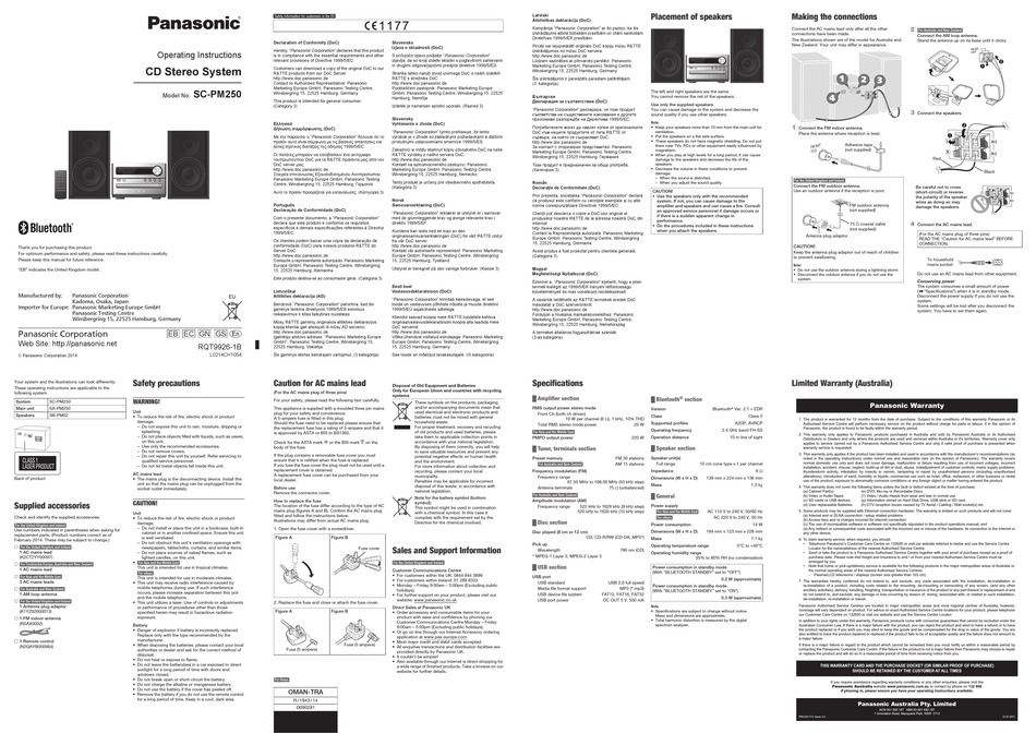 PANASONIC SC-PM250 OPERATING INSTRUCTIONS Pdf Download | ManualsLib