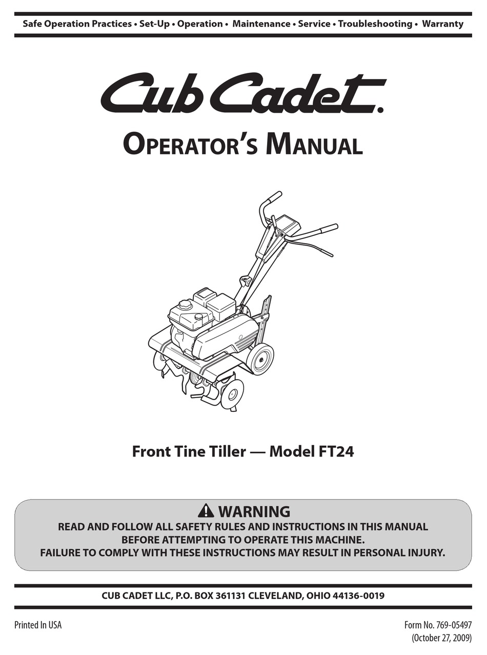 Cub Cadet Ft24 Operator S Manual Pdf Download Manualslib