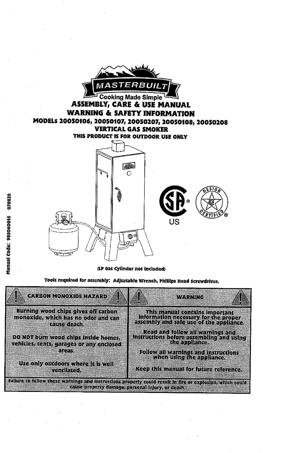 Masterbuilt 20050106 Parts