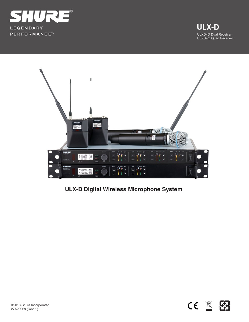 SHURE ULXD USER MANUAL Pdf Download ManualsLib