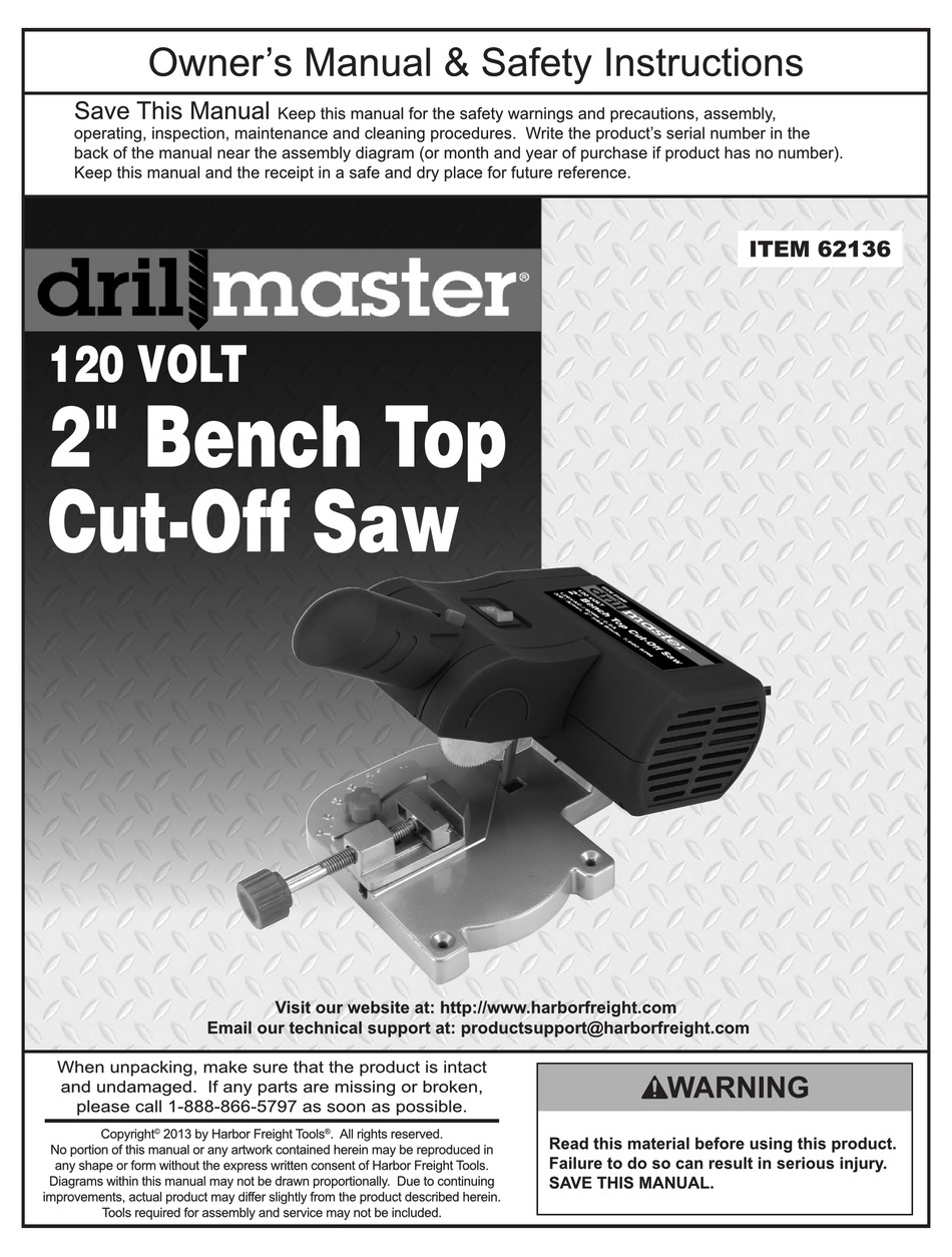 DRILL MASTER 62136 OWNER'S MANUAL AND SAFETY INSTRUCTIONS Pdf Download