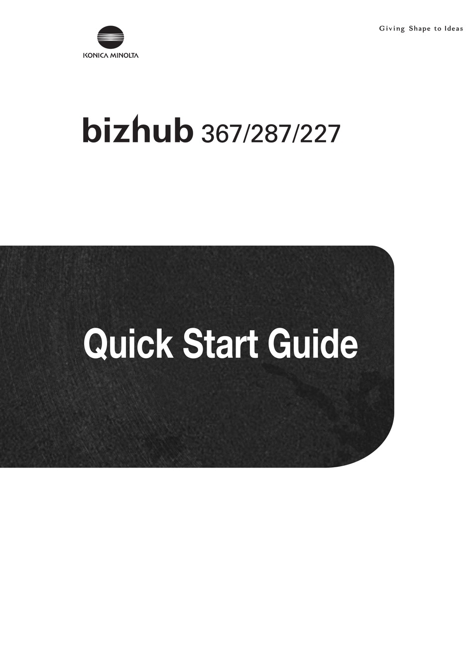 Konica Minolta Bizhub 367 Quick Start Manual Pdf Download Manualslib