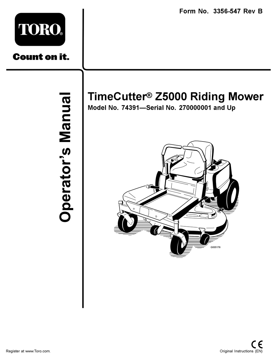 TORO TIMECUTTER Z5000 74391 OPERATOR