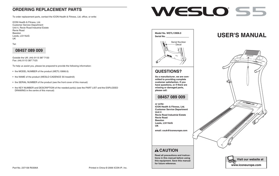 Weslo cadence online s5