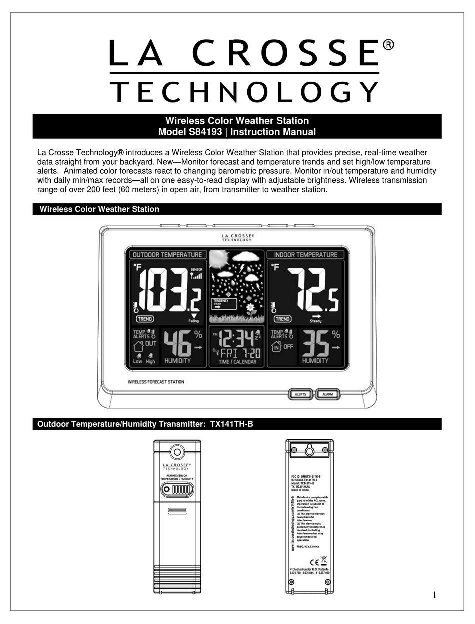 LA CROSSE TECHNOLOGY S84193 INSTRUCTION MANUAL Pdf Download ManualsLib