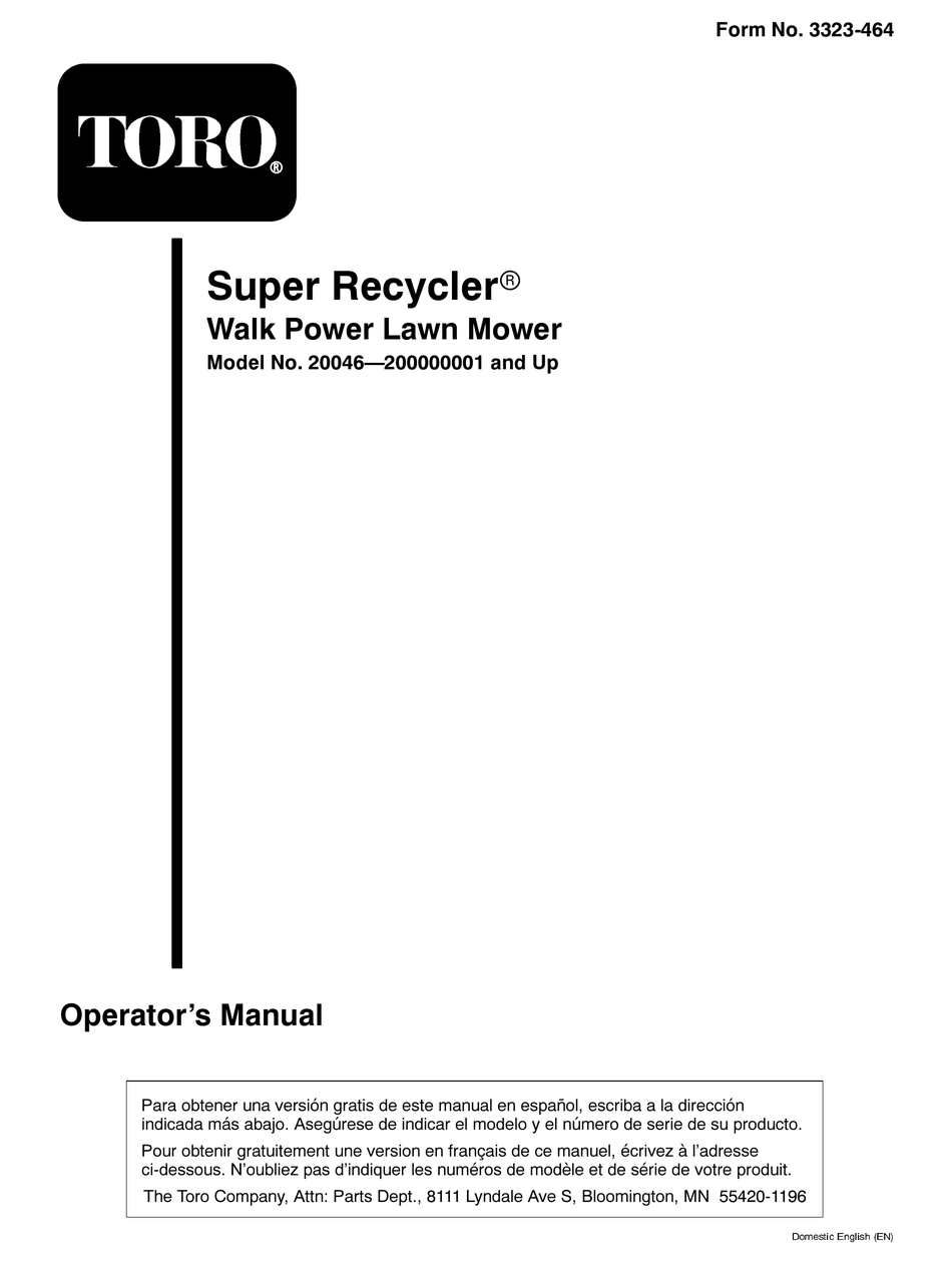 TORO 20046 OPERATOR'S MANUAL Pdf Download | ManualsLib