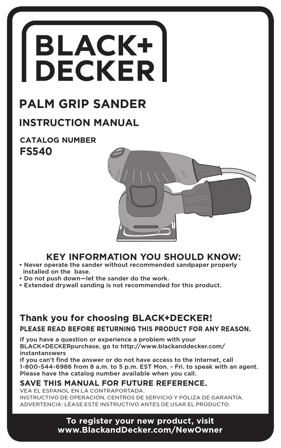 BLACK+DECKER FS540 1/4 Sheet Sander