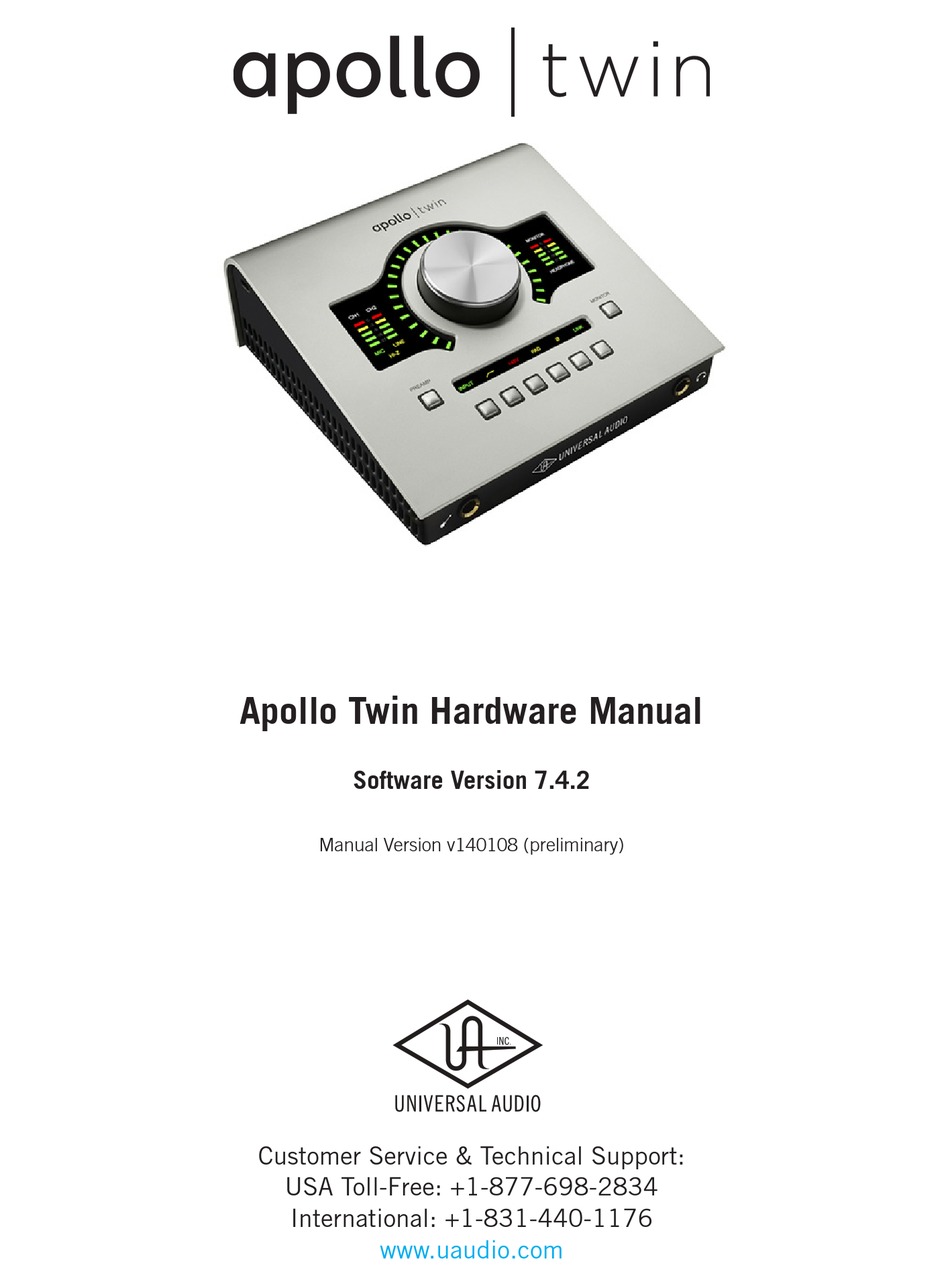 APOLLO TWIN OPERATING MANUAL Pdf Download ManualsLib