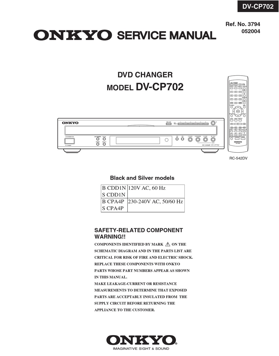 Onkyo Dv Cp702 Service Manual Pdf Download Manualslib