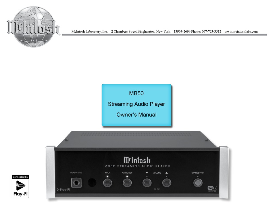 MCINTOSH MB50 OWNER'S MANUAL Pdf Download ManualsLib