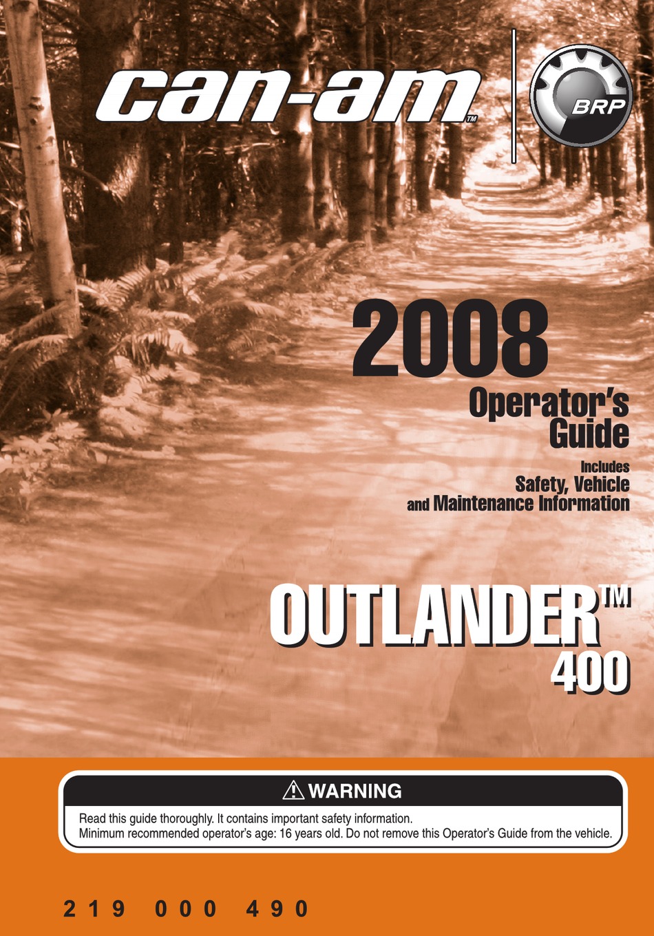 Can Am Outlander 400 Operator S Manual Pdf Download Manualslib