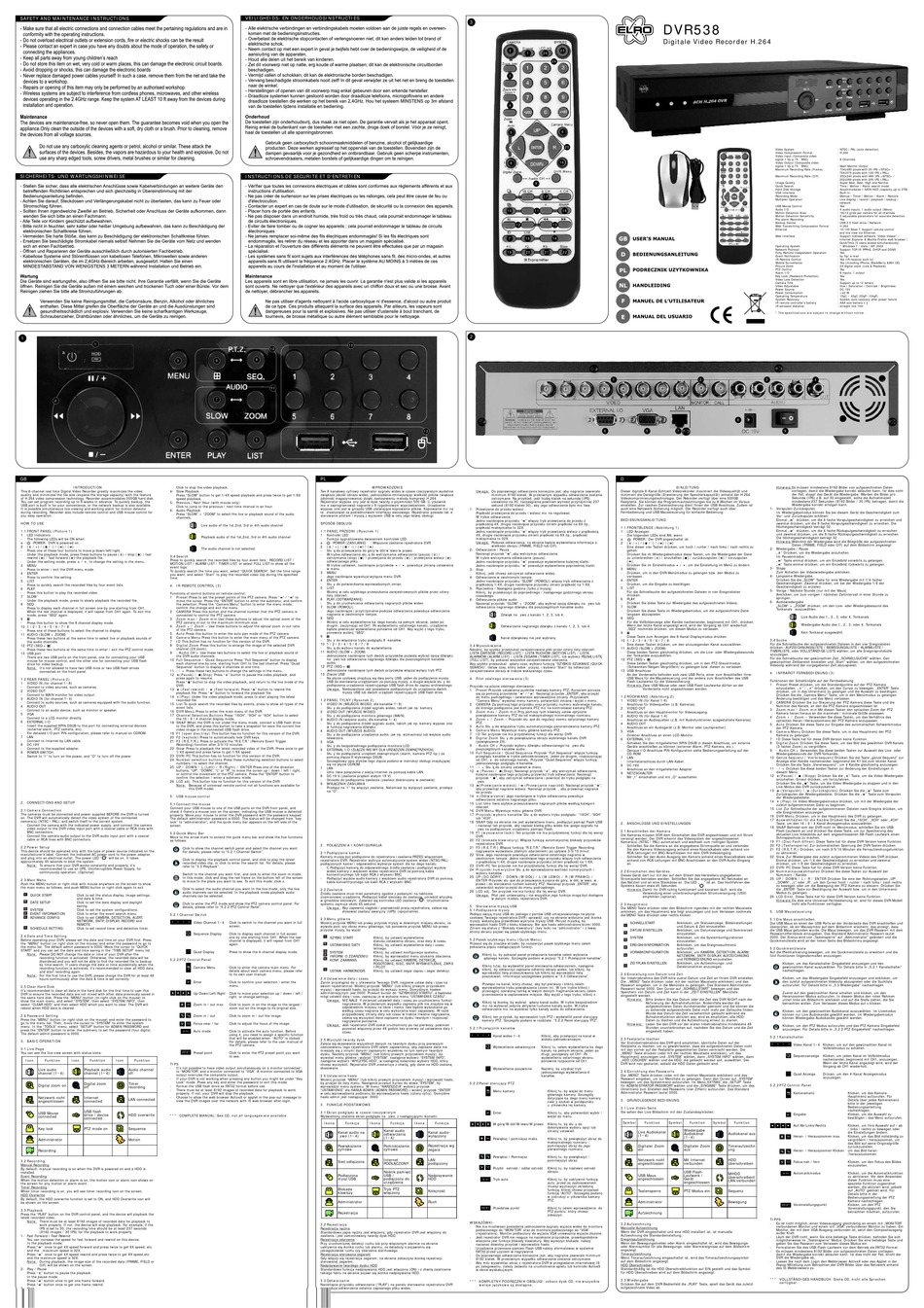 ELRO DVR 538 USER MANUAL Pdf Download ManualsLib
