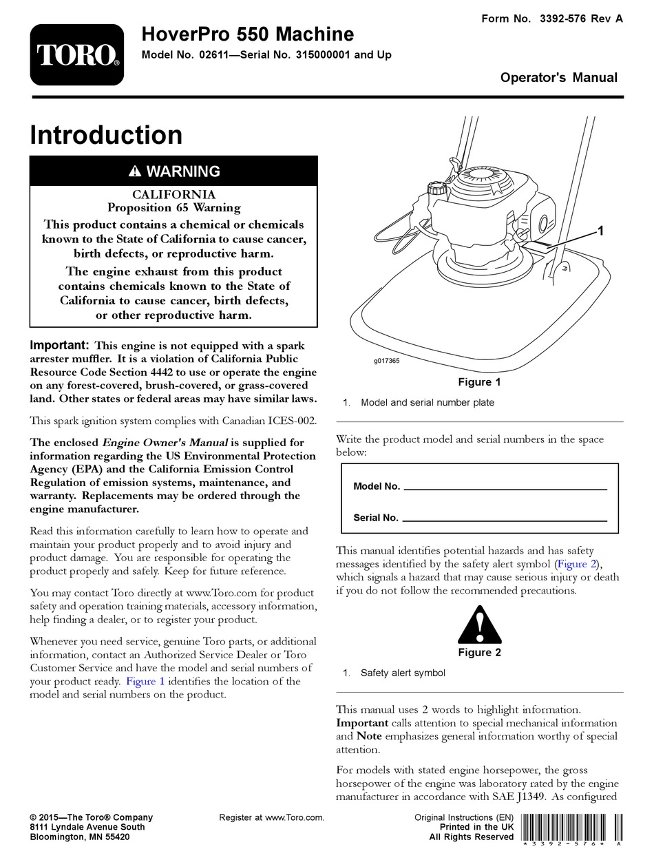 TORO 02611 HOVERPRO 550 OPERATOR S MANUAL Pdf Download ManualsLib