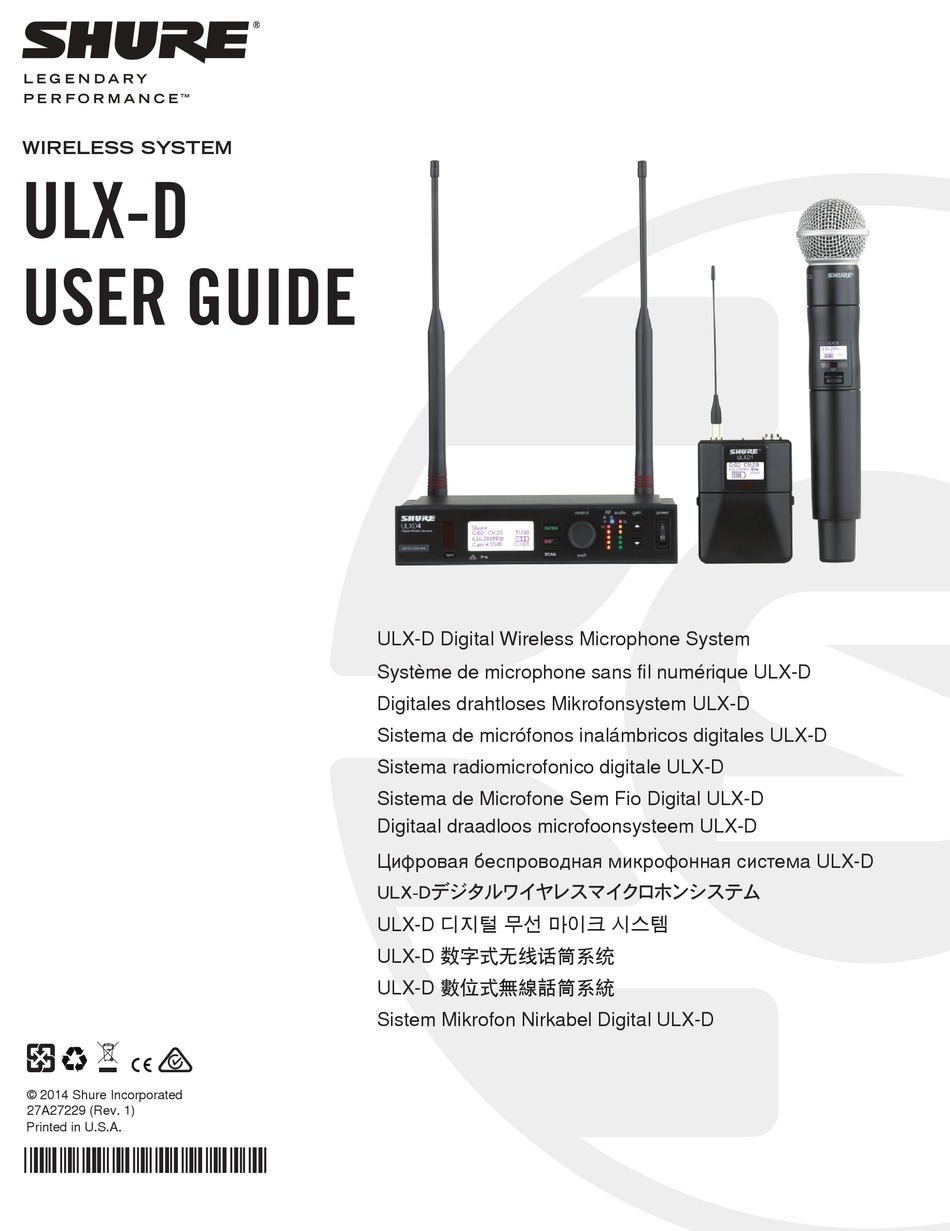 SHURE ULXD USER MANUAL Pdf Download ManualsLib