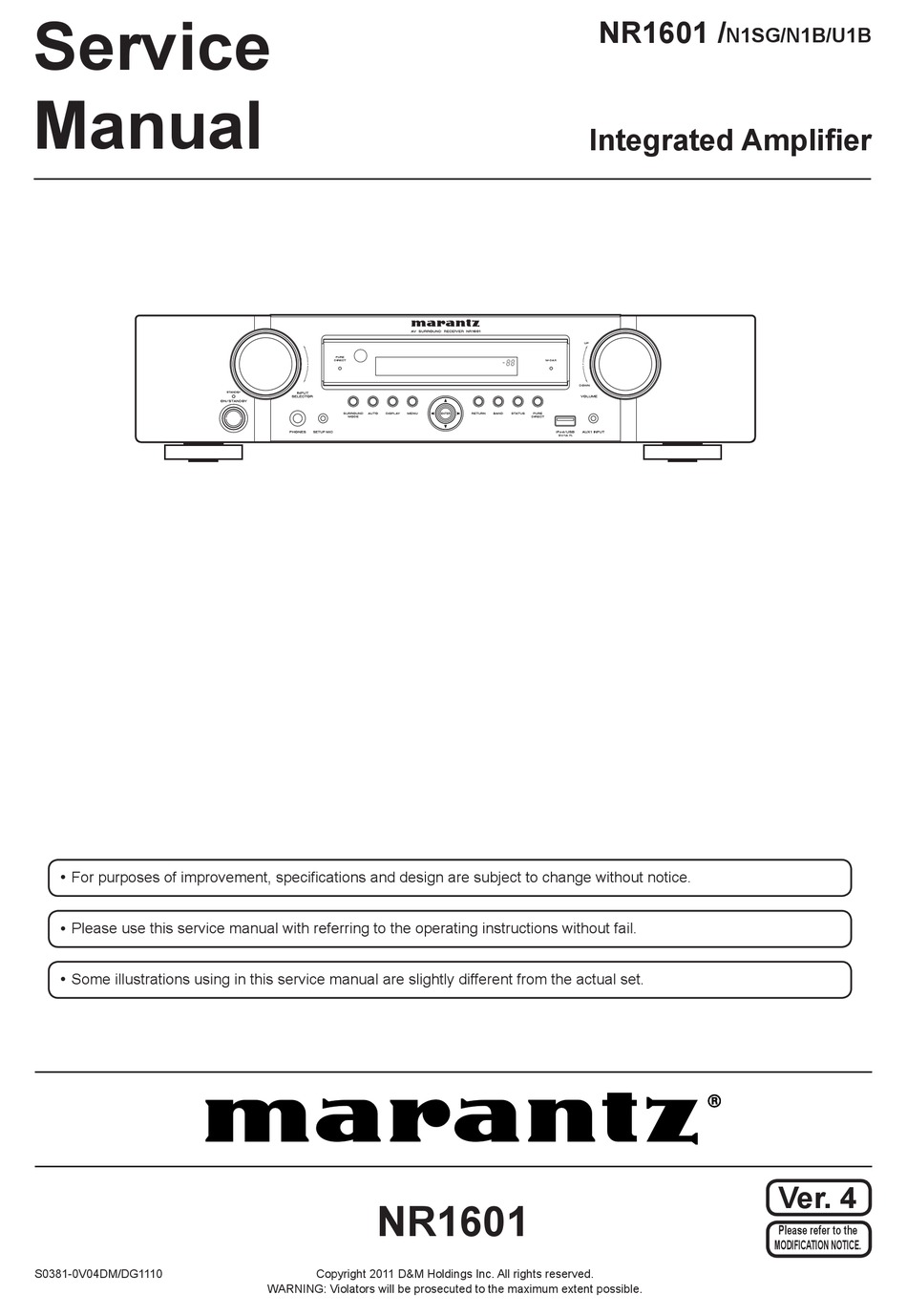 Marantz Nr1601 Service Manual Pdf Download Manualslib