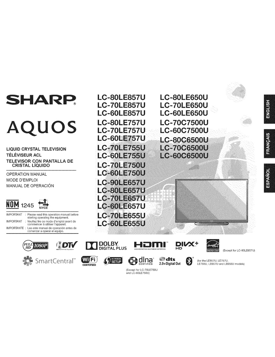 SHARP LC-80LE857U OPERATION MANUAL Pdf Download | ManualsLib
