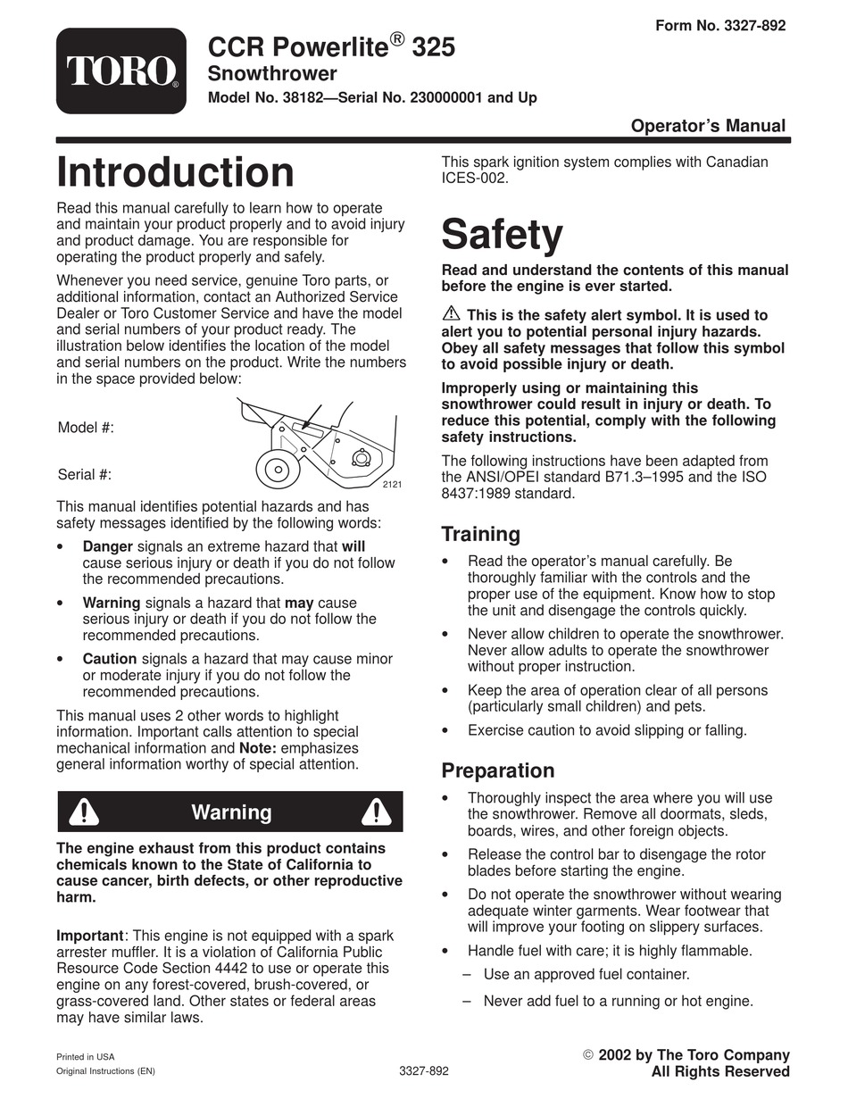 TORO 38182 OPERATOR'S MANUAL Pdf Download | ManualsLib