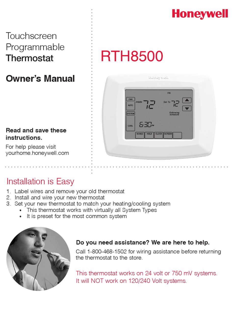 HONEYWELL RTH8500 OWNER'S MANUAL Pdf Download | ManualsLib