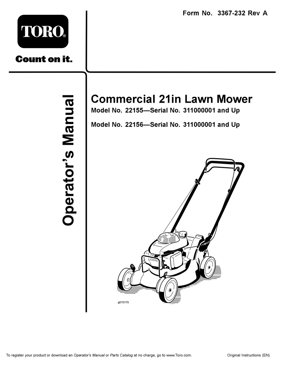 Toro 22155 Operator S Manual Pdf Download Manualslib