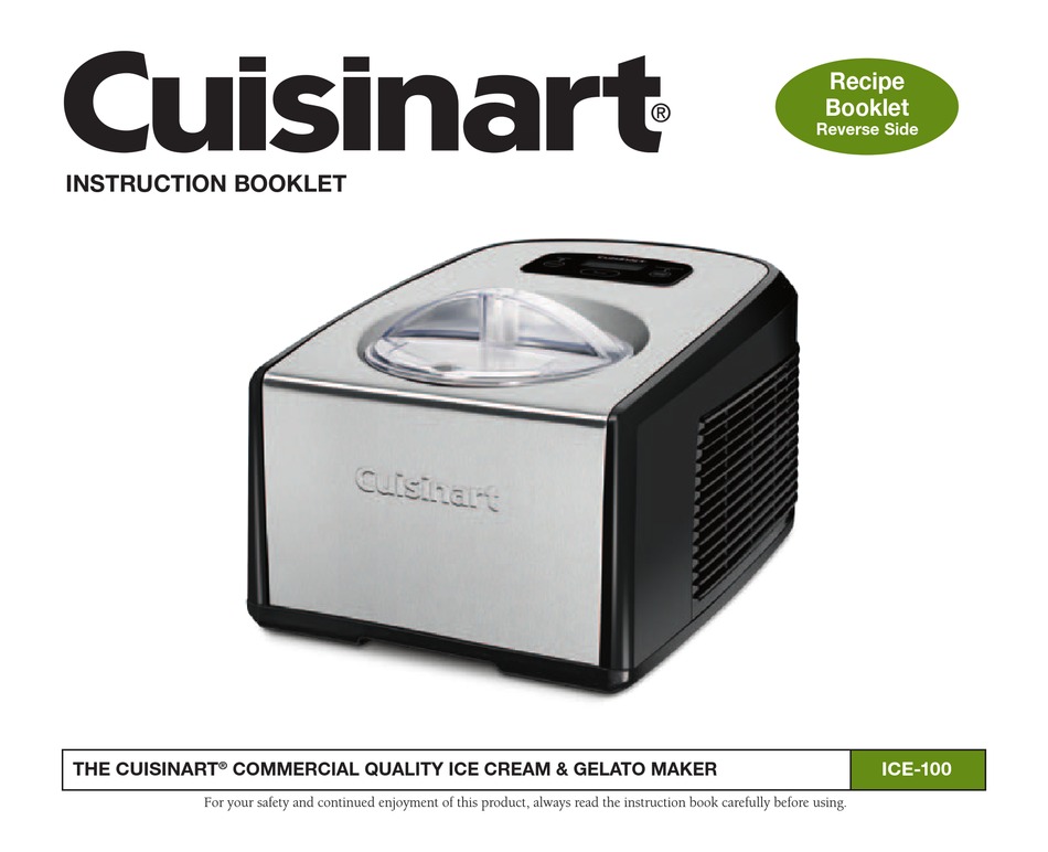 CUISINART ICE-100 INSTRUCTION BOOKLET Pdf Download | ManualsLib
