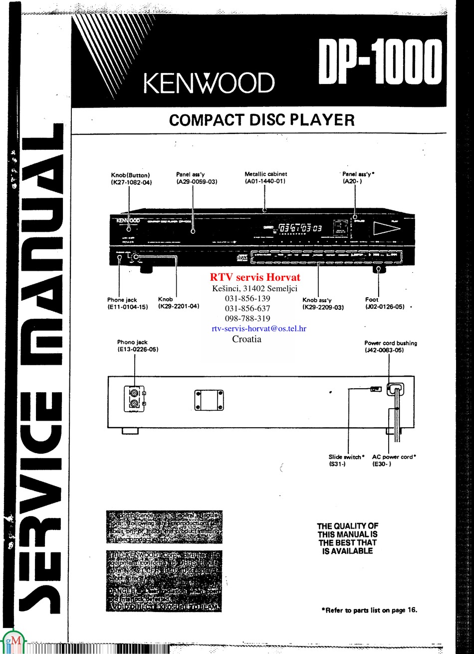 Kenwood Dp 1000 Service Manual Pdf Download Manualslib