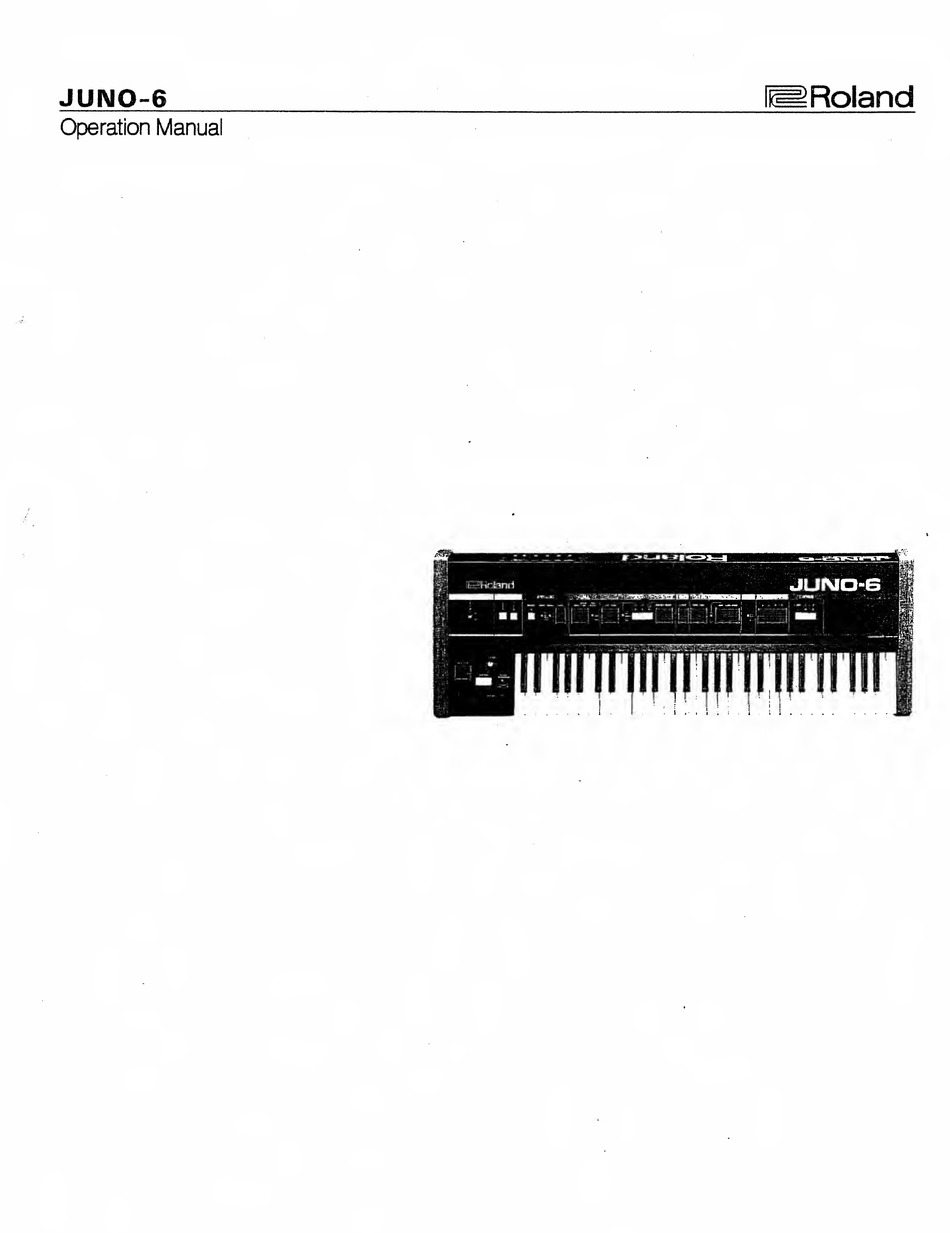 Roland Juno 6 Operation Manual Pdf Download Manualslib