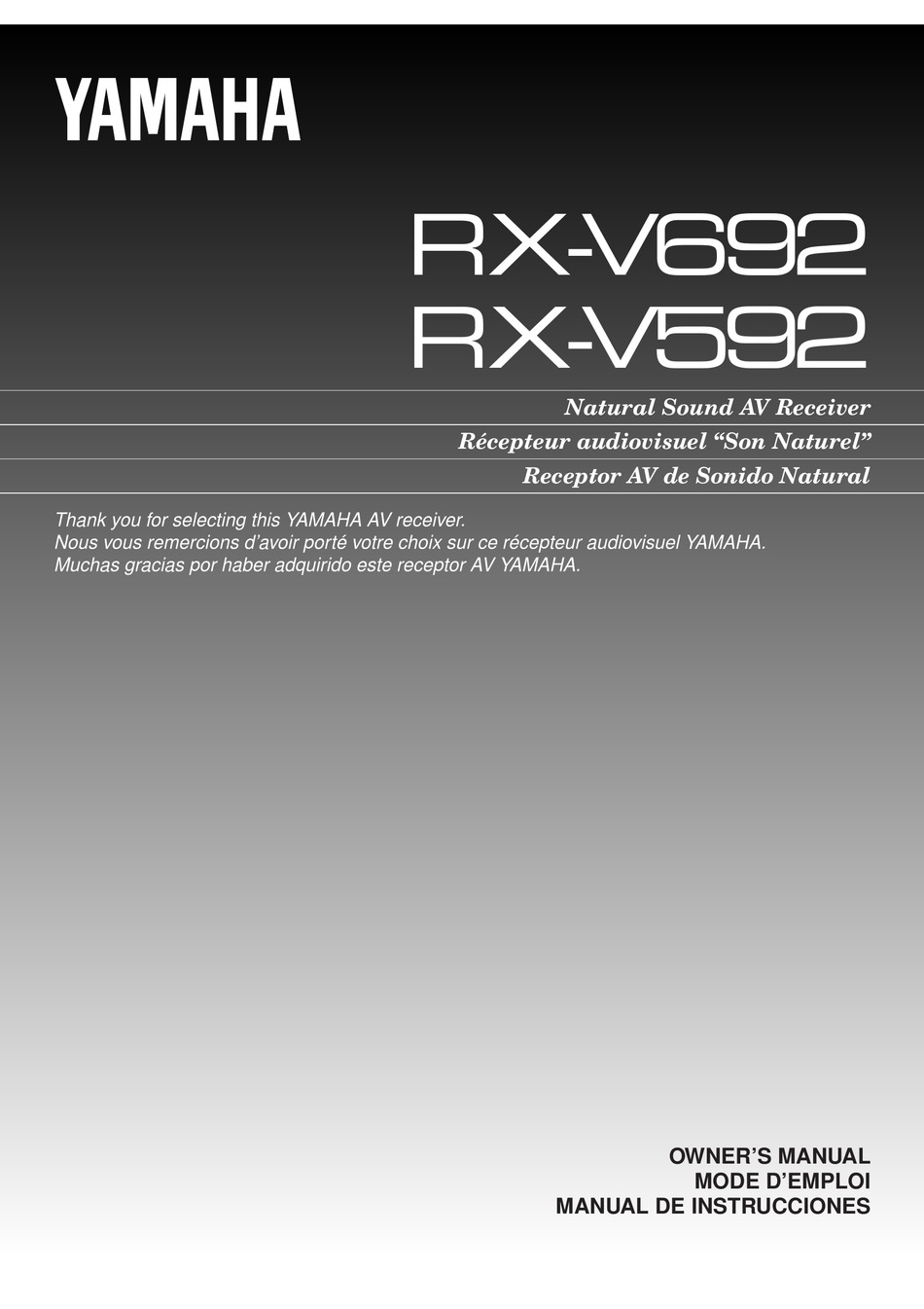 YAMAHA RX-V692 OWNER'S MANUAL Pdf Download | ManualsLib