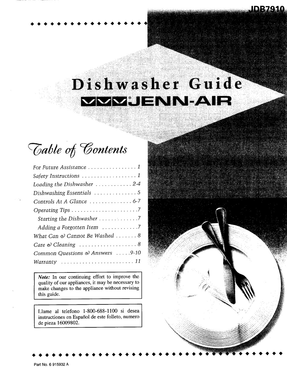 JENNAIR JDB7910AWB USER MANUAL Pdf Download ManualsLib
