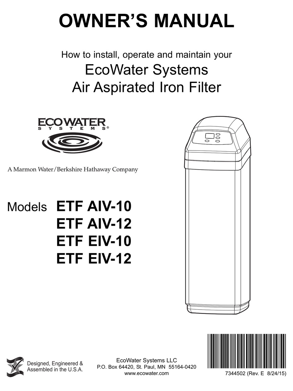 ECOWATER ETF AIV-10 OWNER'S MANUAL Pdf Download | ManualsLib