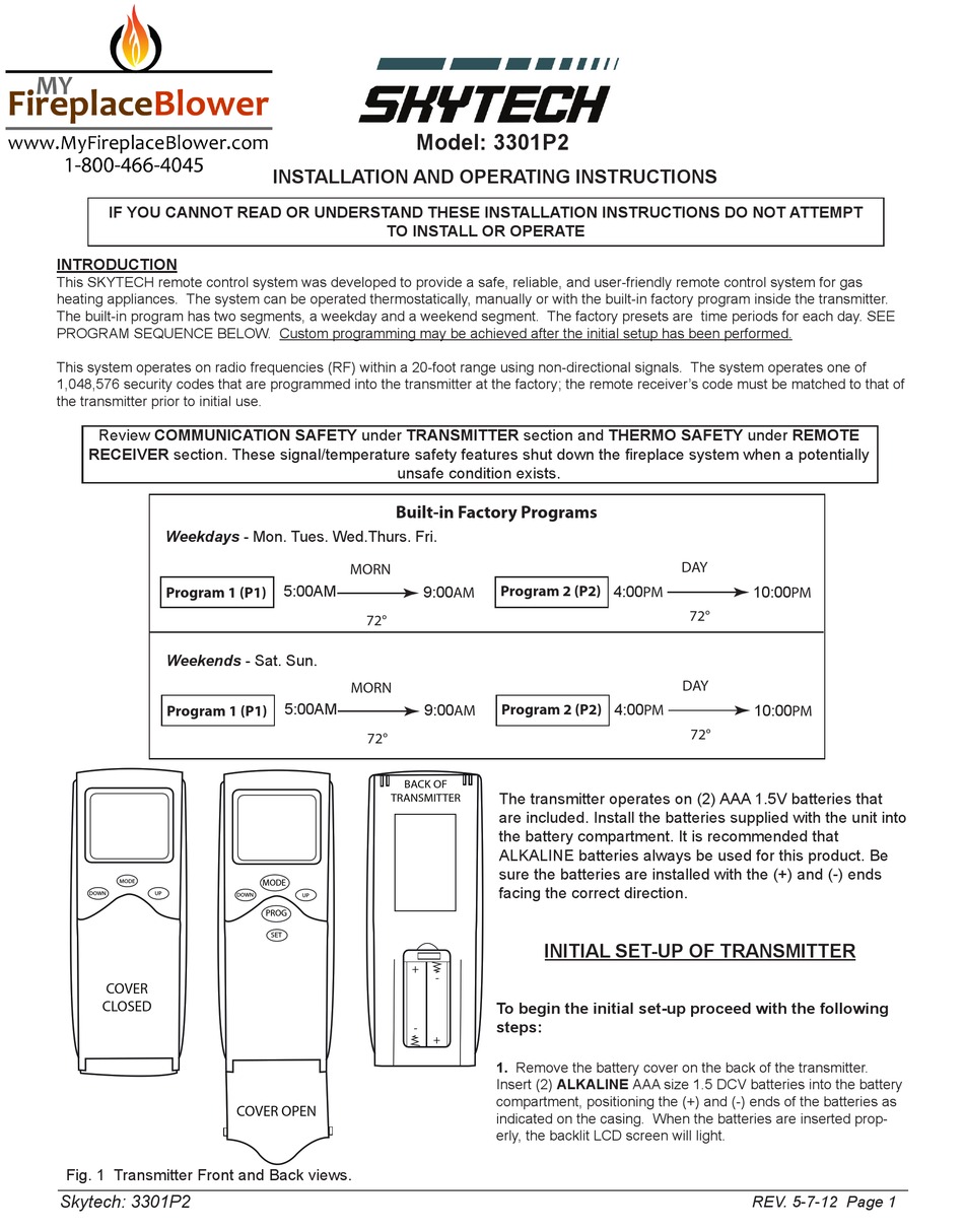 SKYTECH 3301P2 INSTALLATION AND OPERATION MANUAL Pdf Download ManualsLib