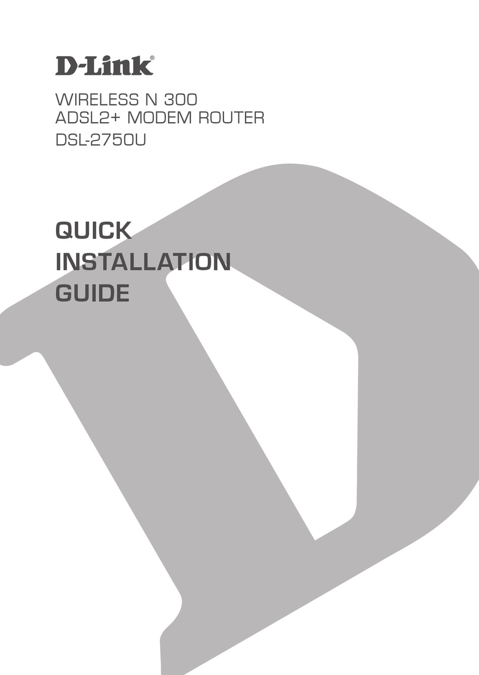 D-LINK DSL-2750U QUICK INSTALLATION MANUAL Pdf Download | ManualsLib