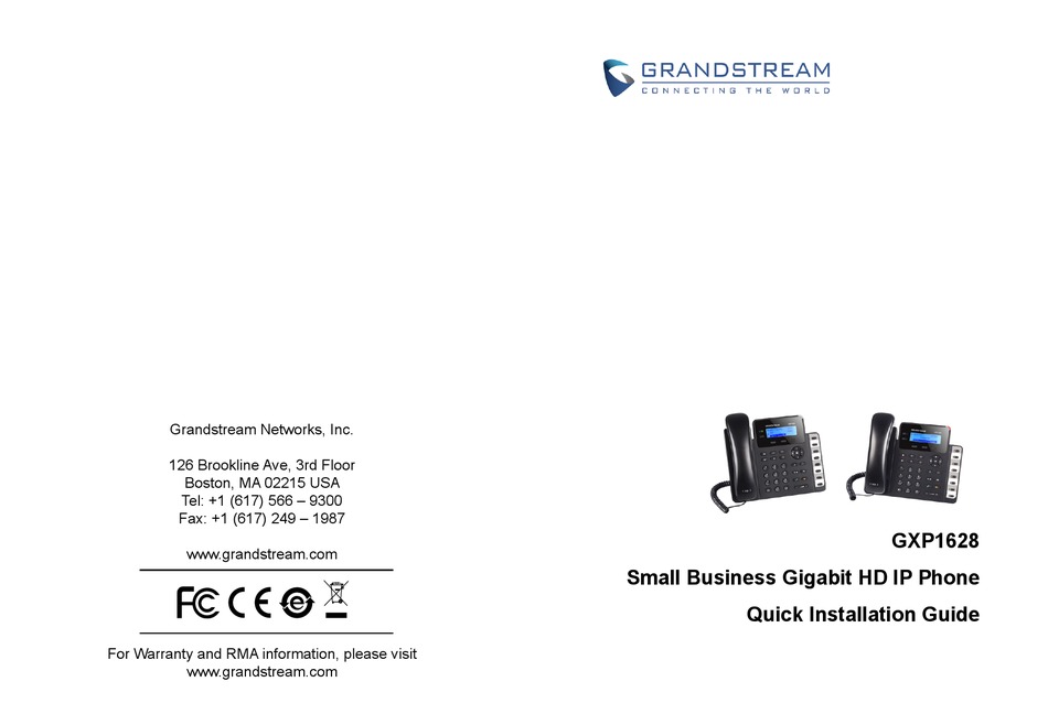 GRANDSTREAM NETWORKS GXP1628 QUICK INSTALLATION MANUAL Pdf Download