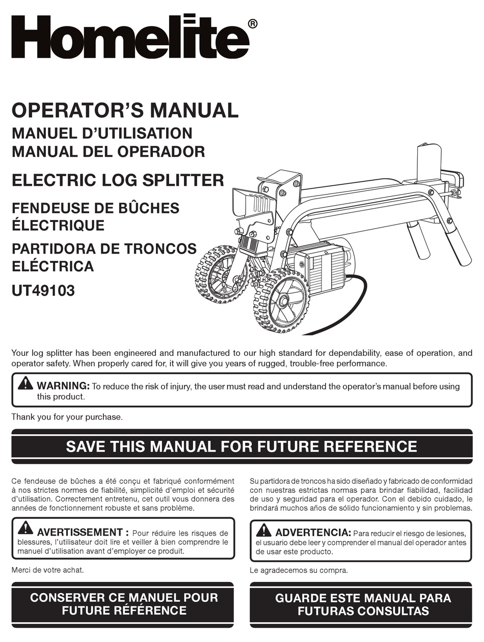 HOMELITE UT49103 OPERATOR'S MANUAL Pdf Download | ManualsLib