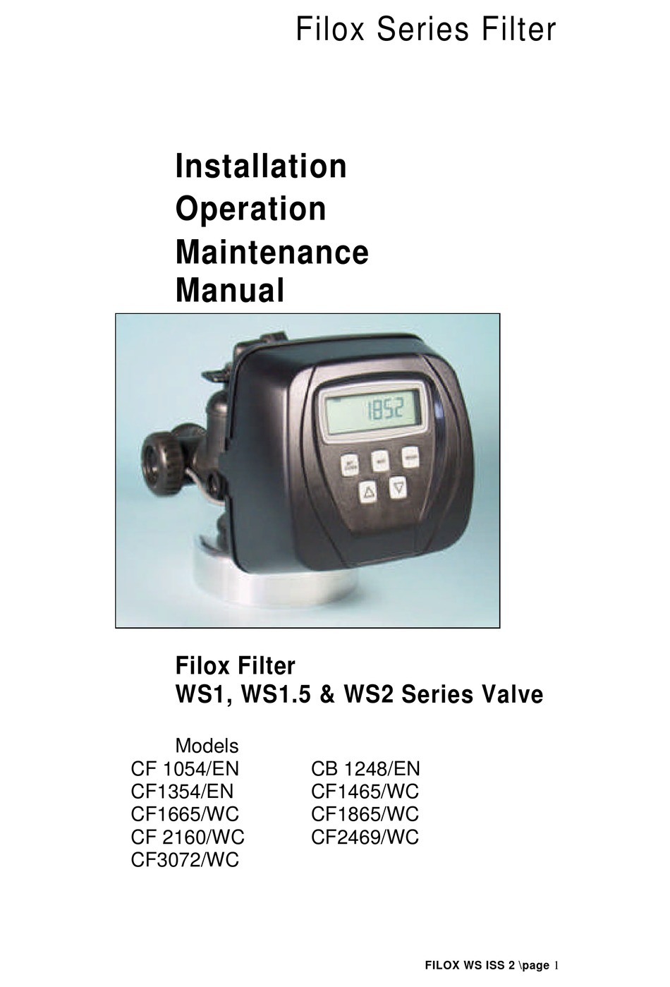 Clack Valves Ws1 Installation Operation And Maintenance Manual Pdf Download Manualslib