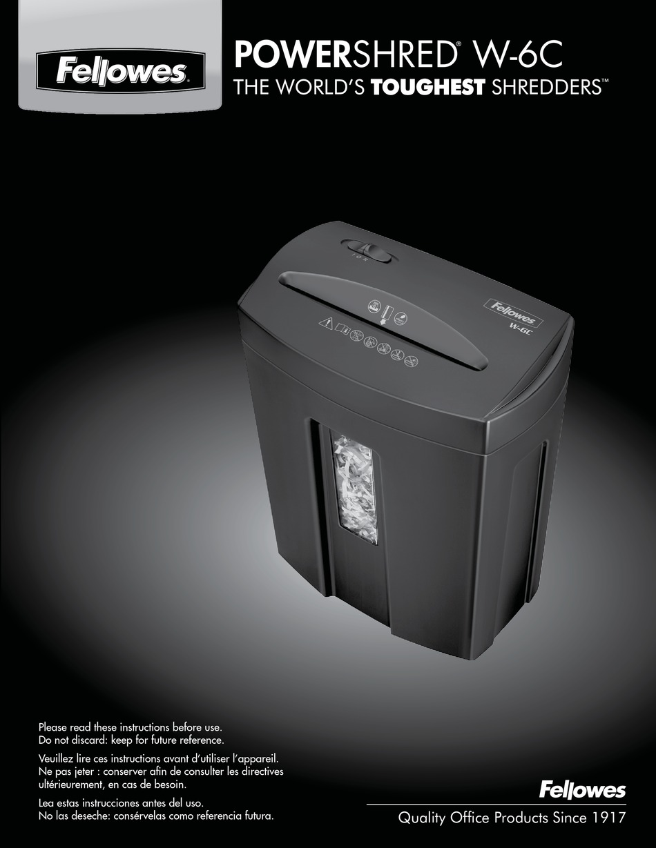 FELLOWES POWERSHRED W-6C MANUAL Pdf Download | ManualsLib