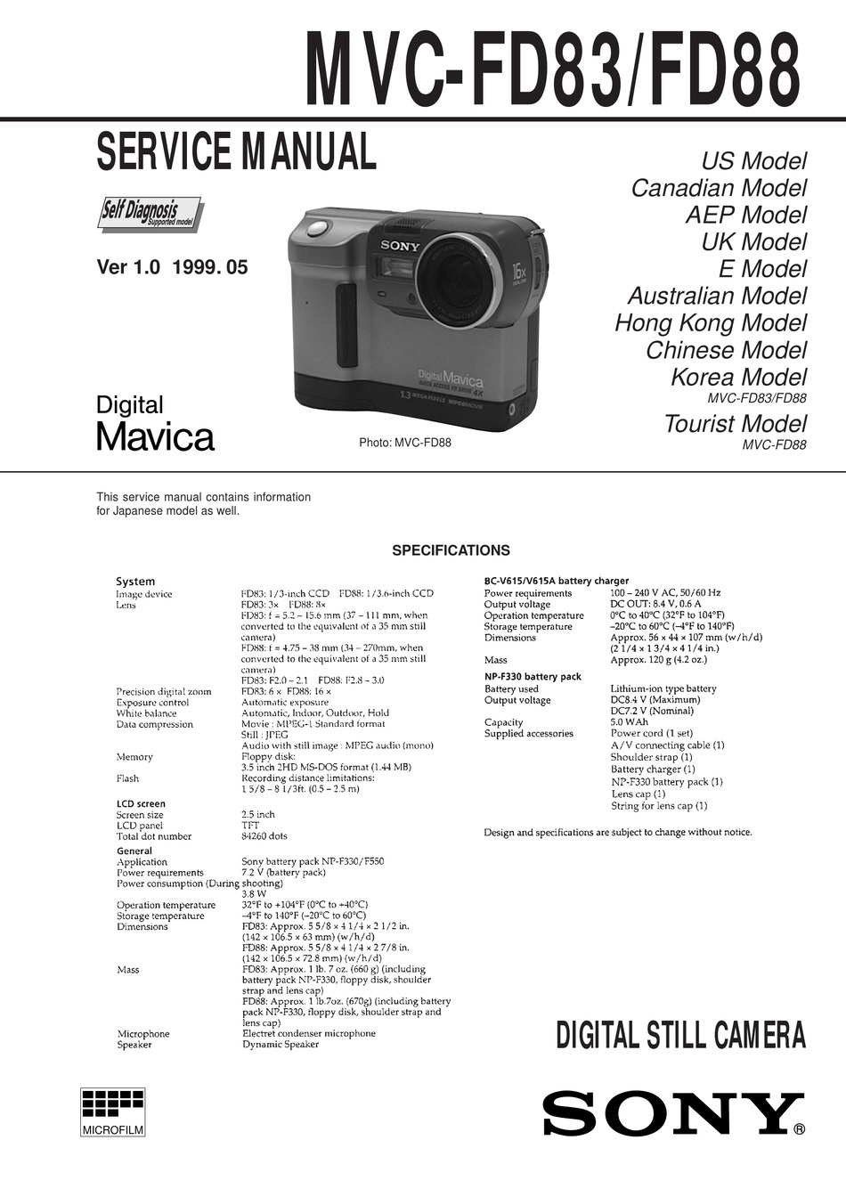 SONY MVCFD83 SERVICE MANUAL Pdf Download ManualsLib